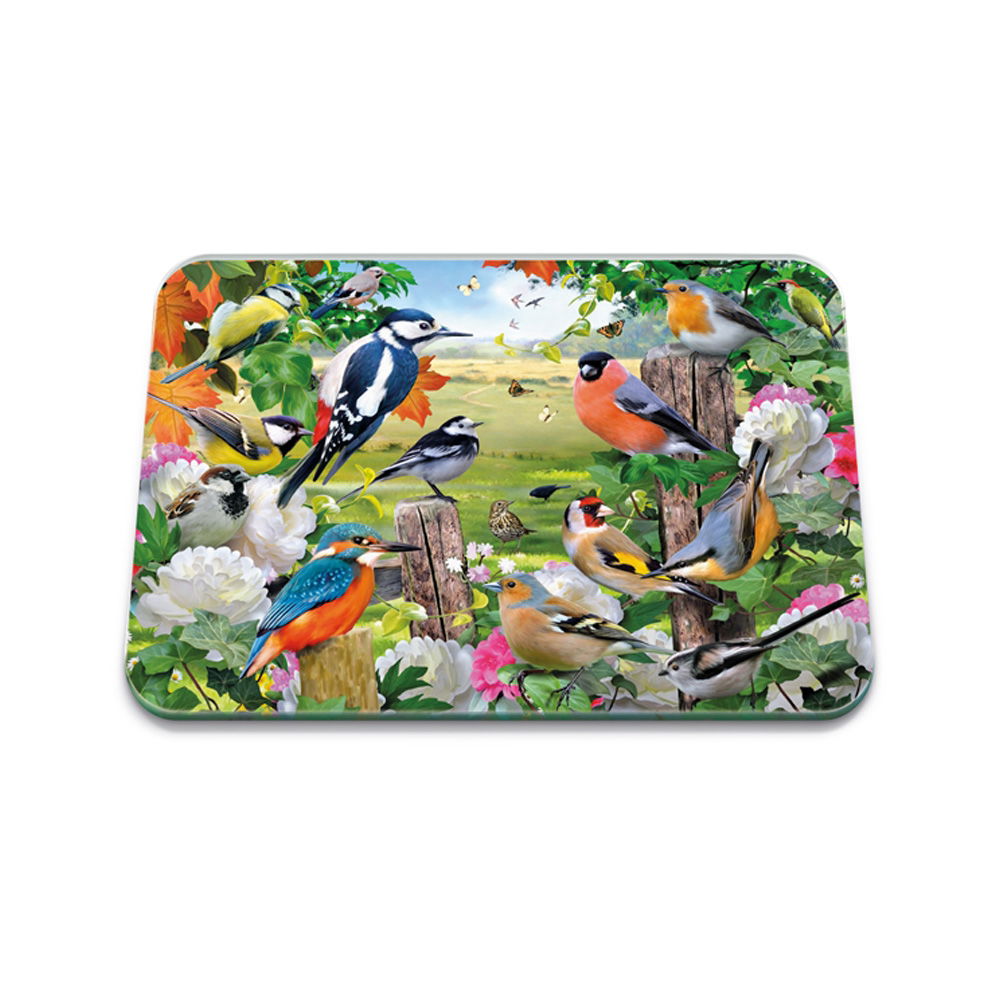 BRITISH BIRDS GLASS BOARD MED 40X30CM