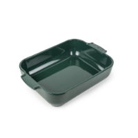 FOREST GREEN RECTANGULAR CERAMIC ROASTER, 32CM