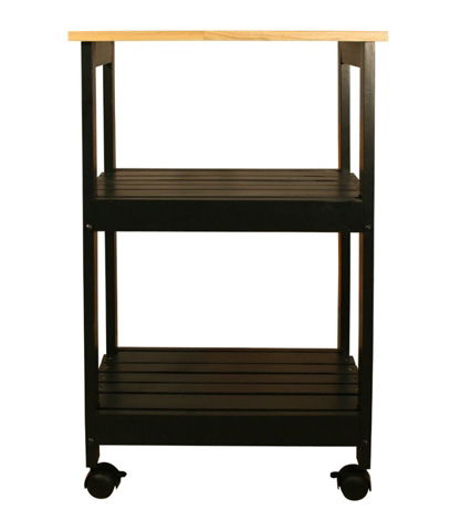 ####UTILITY KITCHEN CART - BLACK BASE NATURAL TOP