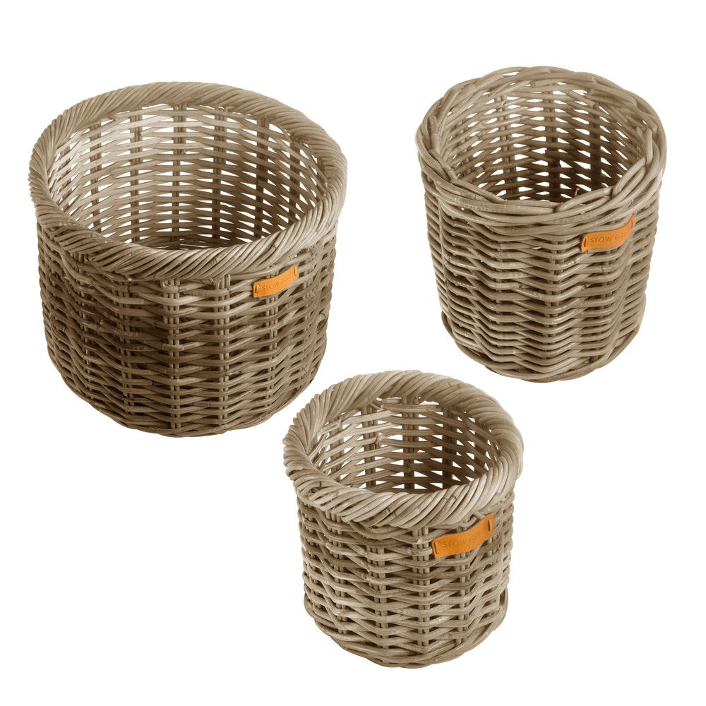 ROUND KUBU RATTAN PLANT POTS SET OF 3