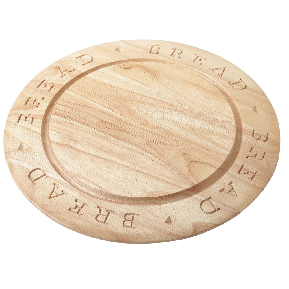 HEVEA ROUND CARVED BREAD BOARD 31CM DIA