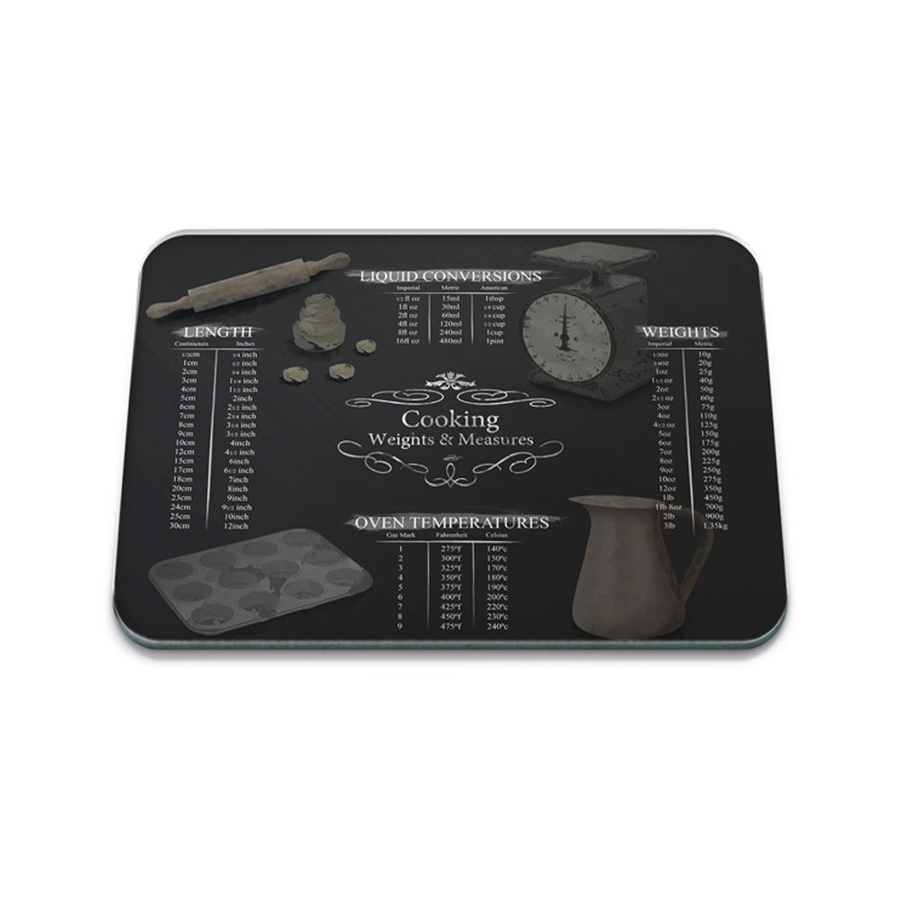 WEIGHTS AND MEASURES CHALK GLASS BOARD MEDIUM (CL) 40X30CM