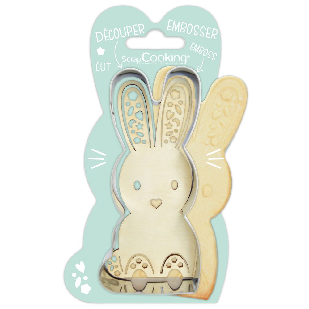 RABBIT COOKIE CUTTER & WOODEN EMBOSSER