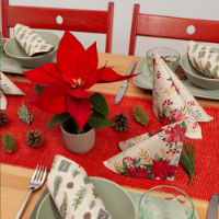 TRADITIONAL POINSETTIA PAPER NAPKINS 33 X 33CM