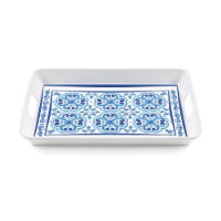 # LARGE  2 HANDLED  RECTANGULAR TRAY BLUES 48CM X34CM