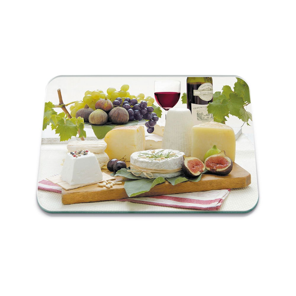 ENJOY CHEESE 40 x 30CM MEDIUM GLASS WORKTOP PROTECTOR