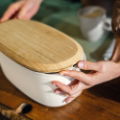 CLAY BREAD BIN W/BAMBOO BREADBOARD TOP TIERRA