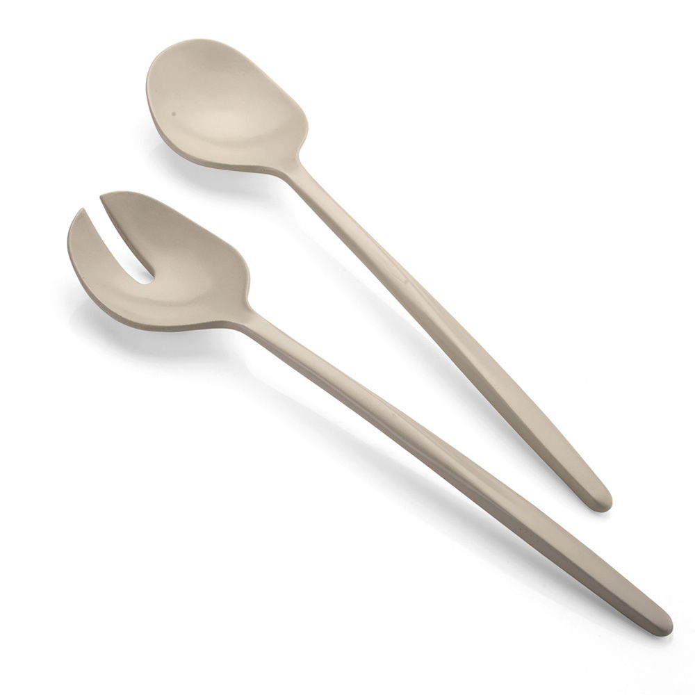 TAUPE SALAD SERVERS TIERRA