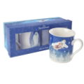 THE SNOWMAN™ DARK BLUE SET OF 2 MUGS WITH GIFT BOX, PORCELAIN, THE SNOWMAN, RAYMOND BRIGGS, GIFT, GIFTING, LICENSED RANGE, EDDINGTONS