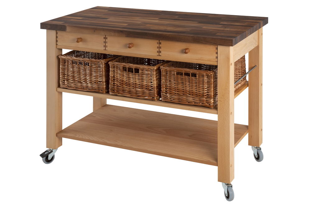 #WALNUT BLOCK TOP TROLLEY