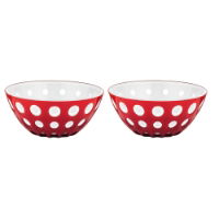 LE MURRINE SET OF 2 BOWLS, 12.5CM DIA, GUZZINI, HOME, DECOR, STYLISH, GLASSMAKING, BOWL, HOMEWARE, KITCHEN, BPA FREE, BUY ONLINE, TRADE, COOKSHOP, RED, WHITE