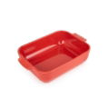 RED RECTANGULAR CERAMIC ROASTER, 32CM