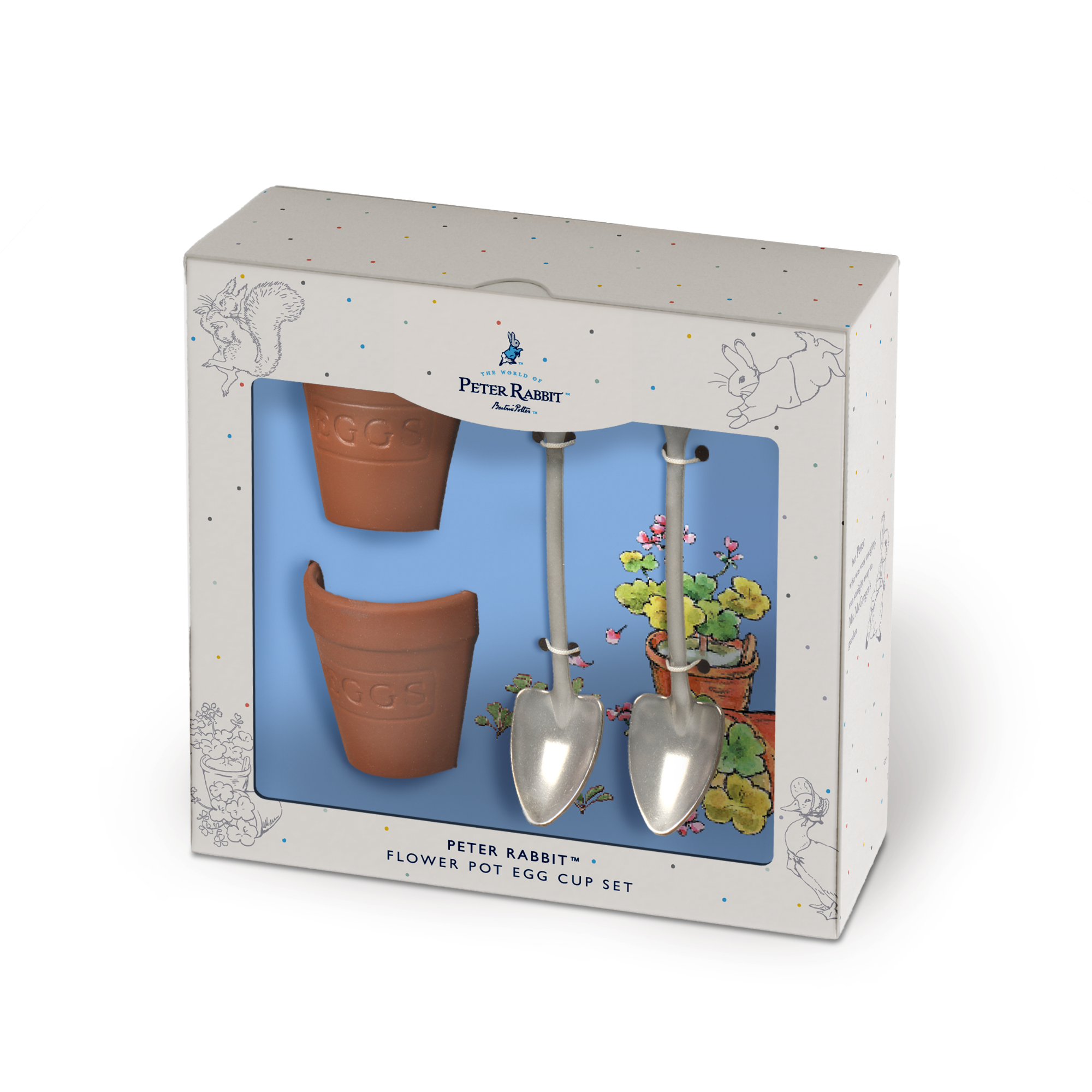 PETER RABBIT CLASSIC GARDENER'S EGG CUPS AND SPOONS