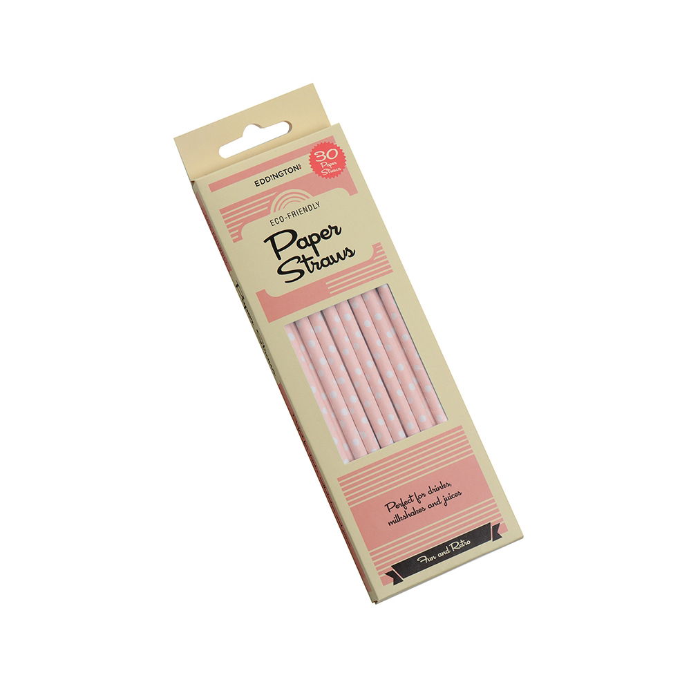 ####PAPER STRAWS PINK & WHITE POLKA DOT PACK 30