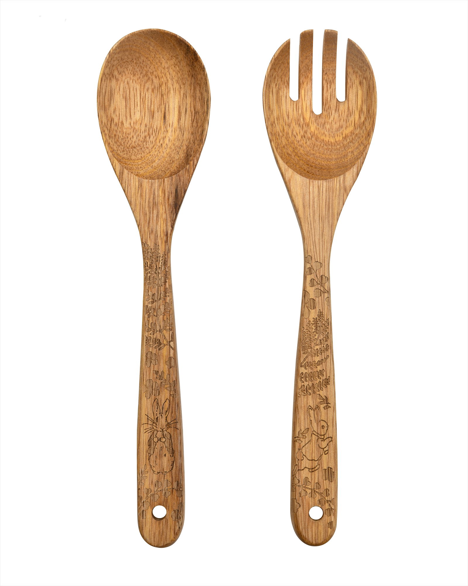 PETER RABBIT CLASSIC MANGO WOOD ETCHED SALAD SERVERS