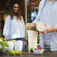 TIERRA PITCHER WITH LID TAUPE