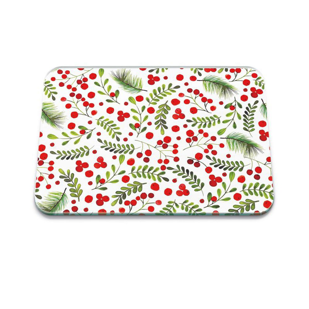 CHRISTMAS BERRIES MEDIUM WORKTOP PROTECTOR TEXTURED GLASS