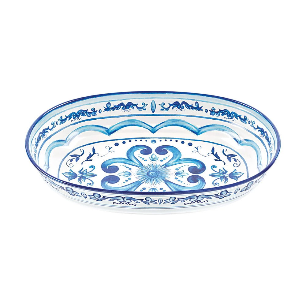 OVAL SERVE  BOWL  BLUES 33CM X 23CM