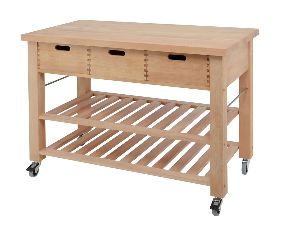 #LAMBOURN CONTEMPORARY 3 DRAWER KITCHEN TROLLEY