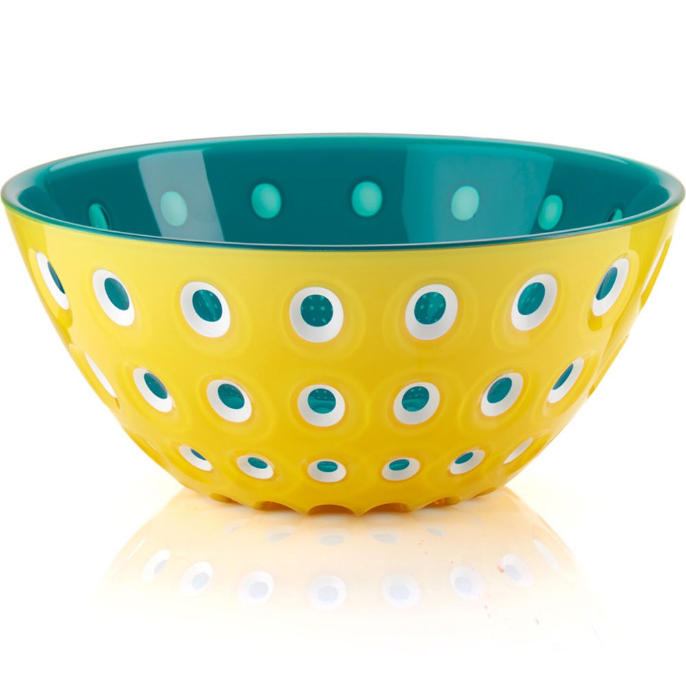 LE MURRINE BOWL 25CM DIA, LE MURRINE SET OF 2 BOWLS, 25CM DIA, GUZZINI, HOME, DECOR, STYLISH, GLASSMAKING, BOWL, HOMEWARE, KITCHEN, BPA FREE, BUY ONLINE, TRADE, COOKSHOP, Yellow, white and marine blue.