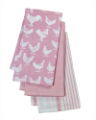 THE PANTRY HEN & COCKEREL PINK TEA TOWELS