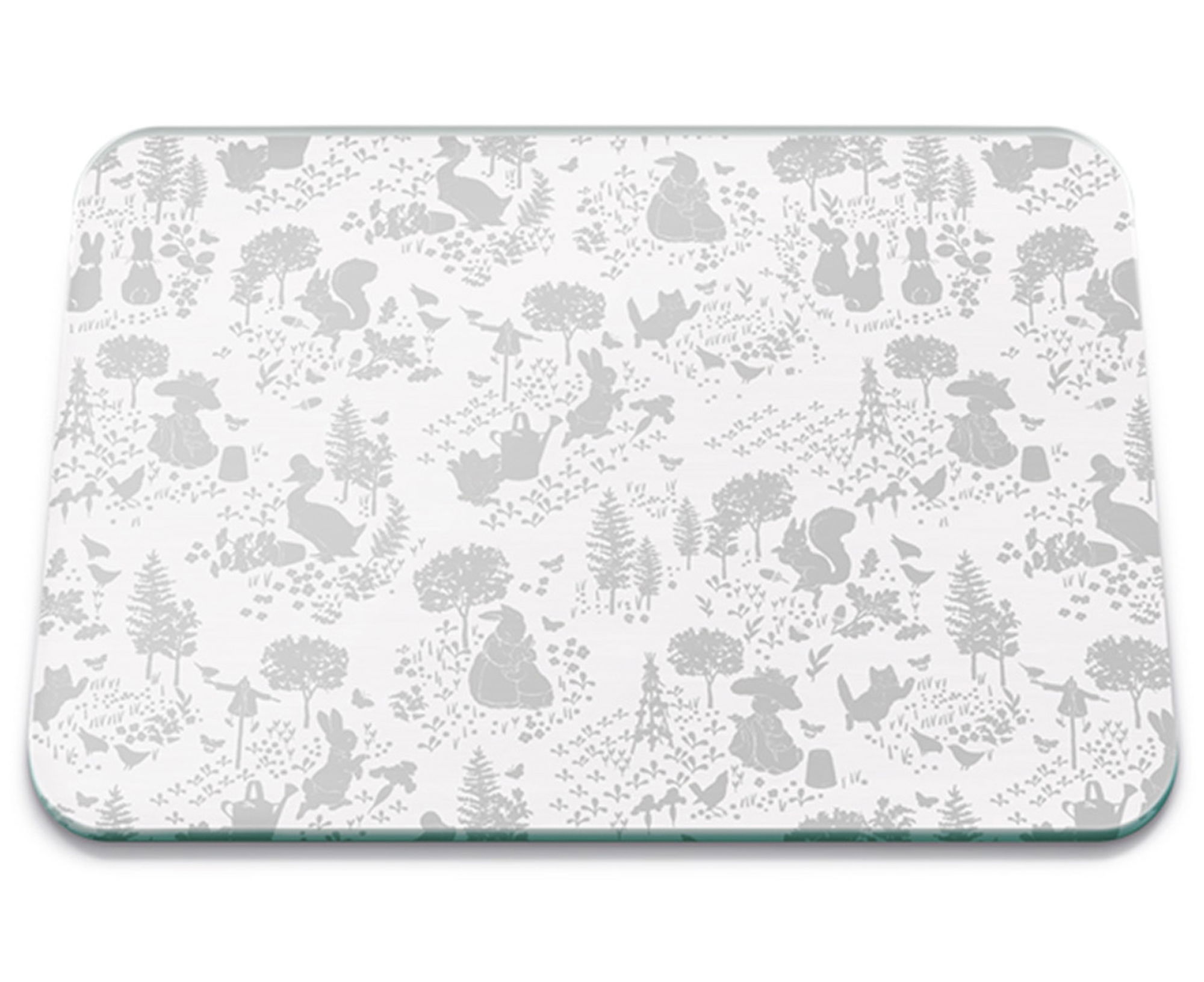 PETER RABBIT CLASSIC PATTERN GREY GLASS WORKTOP PROTECTOR MEDIUM 40X30CM