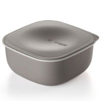 TAUPE SQUARE STORAGE BOX WITH LID 2L