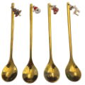 GOLD CHRISTMAS TEASPOON SET OF 4