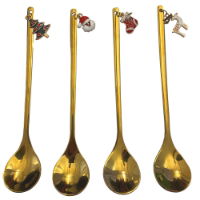 GOLD CHRISTMAS TEASPOON SET OF 4