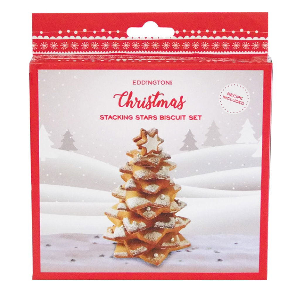 CHRISTMAS STACKING STARS BISCUIT SET 10PC