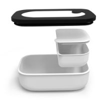 WHITE LUNCH BOX SET WITH TRAVEL CUTLERY STORE&GO