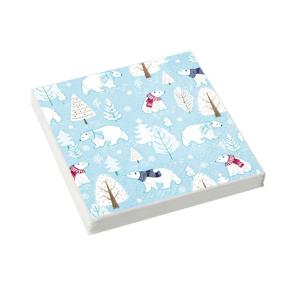 CUTE POLAR BEARS PAPER NAPKINS 33 X 33CM